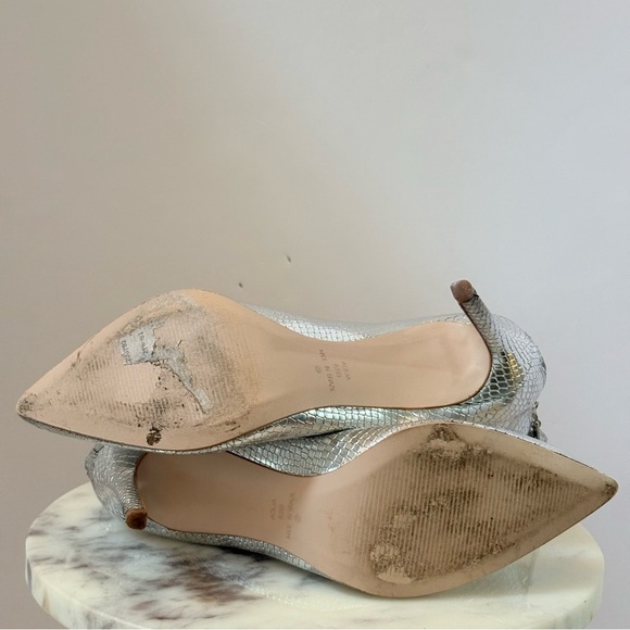 AQUA Silver Snake Print Metallic Pointed Toe Ankle Boots Heels Size 8.5 - Picture 16 of 16